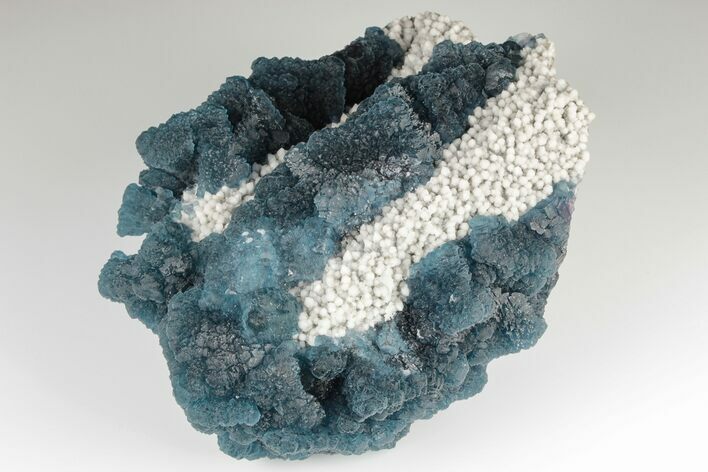 4.9" Blue, Cubic/Octahedral Fluorite Encrusted Quartz - Inner Mongolia